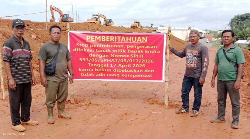 Belum Ada Ganti Rugi, Warga Pasang Banner Larangan Penimbunan di Lokasi Proyek Tol Betung