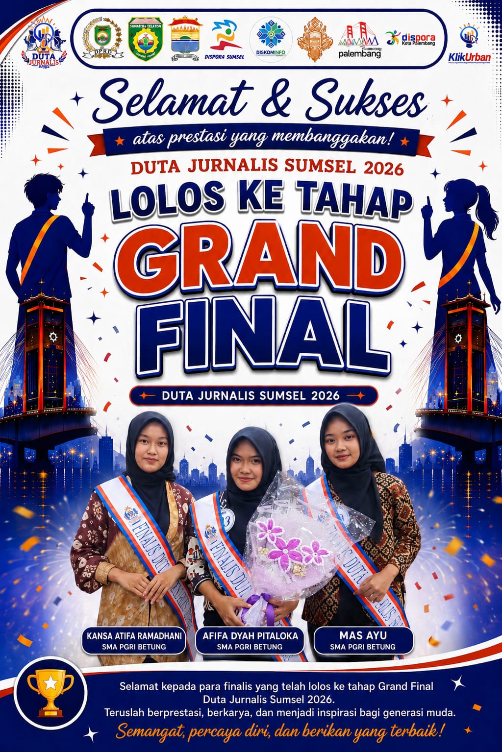 Tiga Siswi SMA PGRI Betung Melaju ke Grand Final Duta Jurnalis Sumsel 2026, Kepala Sekolah Berikan Apresiasi Tinggi