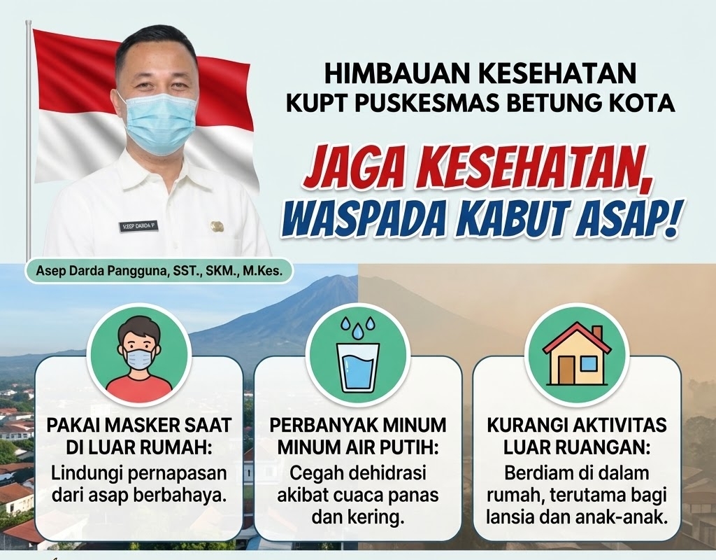 Musim Kemarau dan Kebakaran Lahan Marak, KUPT Puskesmas Betung Kota Menghimbau Agar Warga Waspada Kabut Asap
