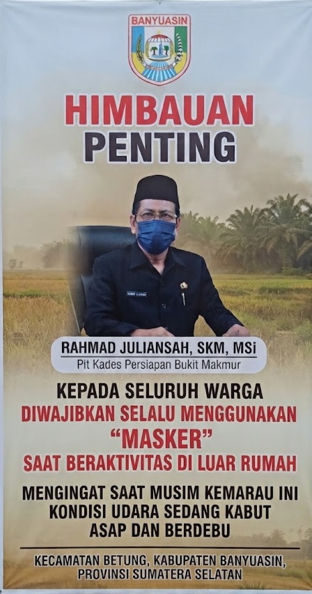 Waspada Kabut Asap dan Debu Musim Kemarau, Plt Kades Persiapan Bukit Makmur Keluarkan Himbauan Wajib Masker