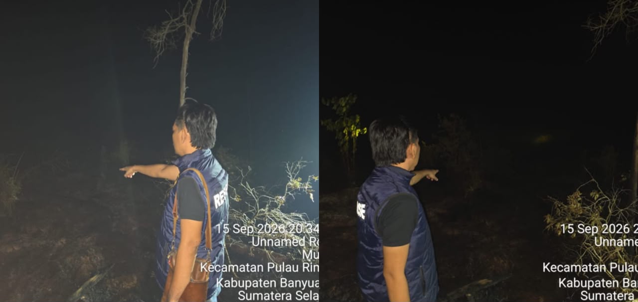 Polsek Pulau Rimau Bersama Brimob dan BPBD Padamkan Hotspot di Desa Mukut