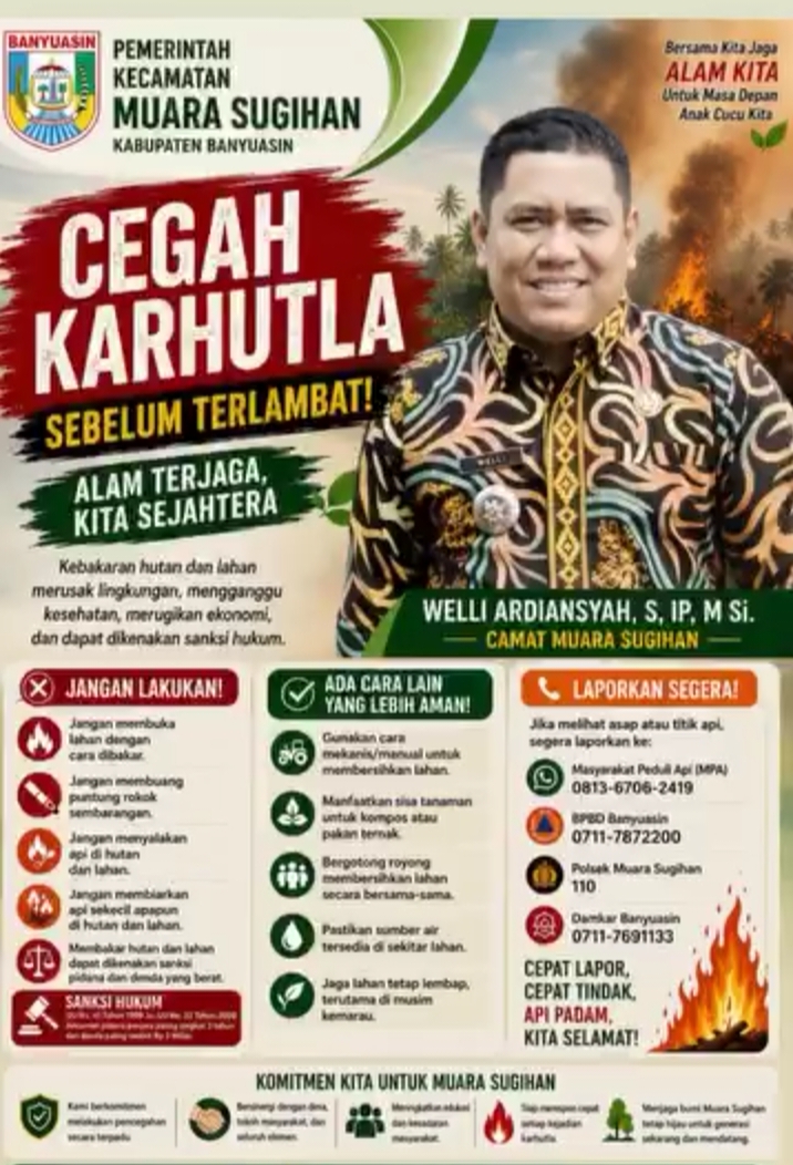 Pemerintah Kecamatan Muara Sugihan Gencarkan Imbauan “Cegah Karhutla Sebelum Terlambat!”